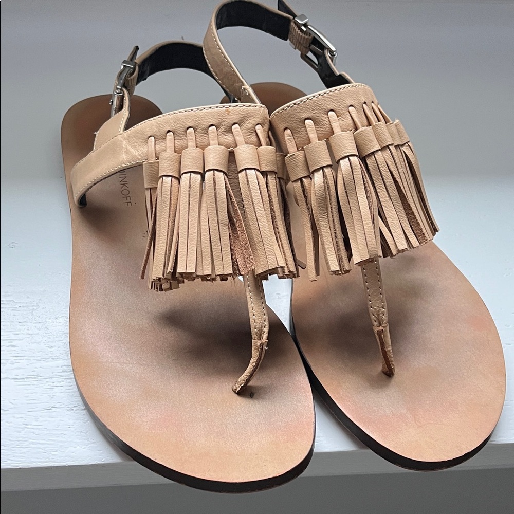 Rebecca Minkoff Beige Fringe Sandals